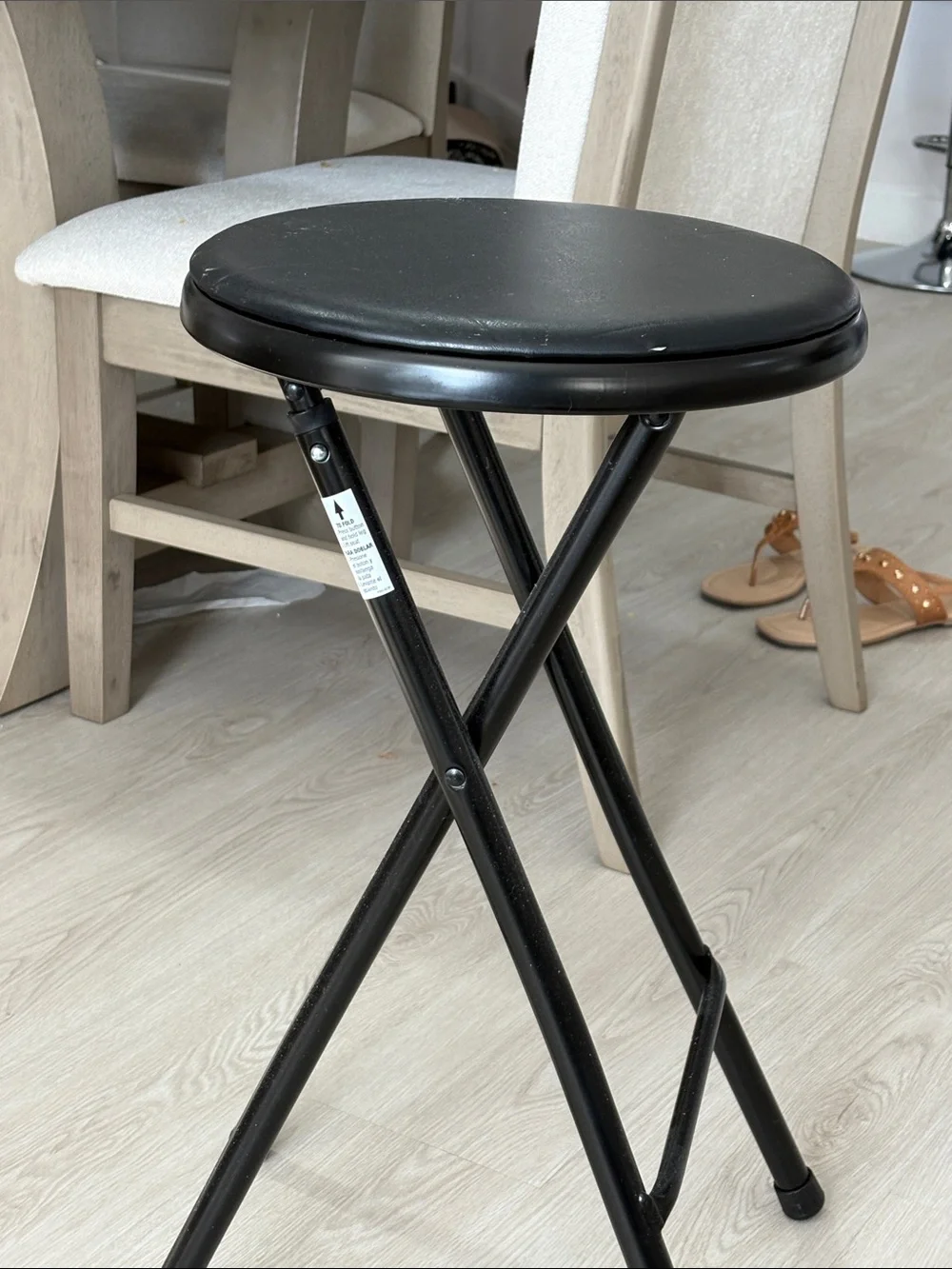 Portable Black Folding Stool - Compact Seat for Home